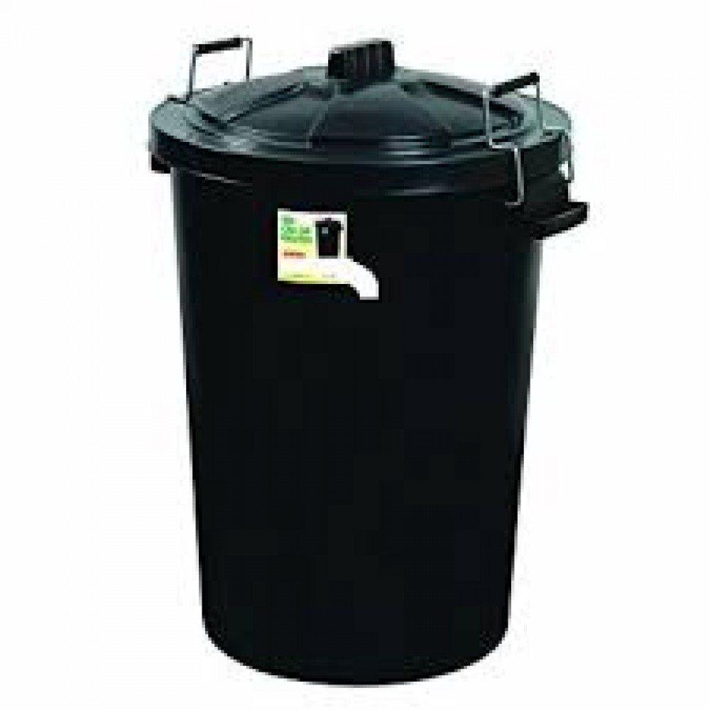 POLYTECH 85 LTR BLACK DUSTBIN + CLIP