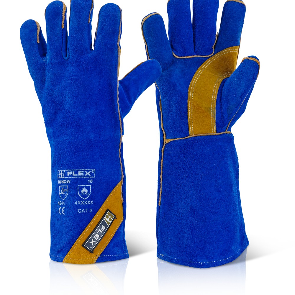 CAT 2 BLUE/GOLD WELDERS GAUNTLET