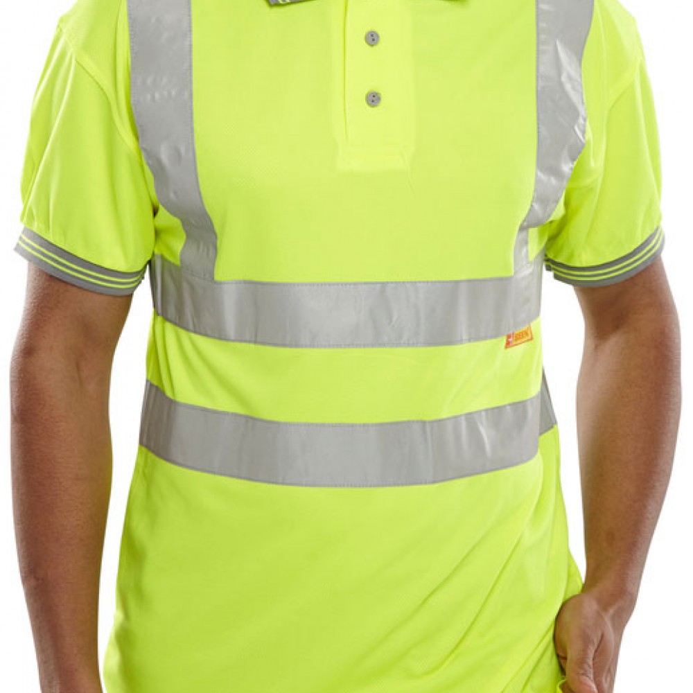 HI-VISIBILITY YELLOW POLO SHORT SLEEVE LARGE