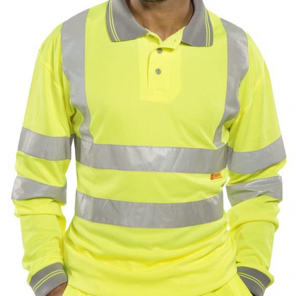 HI-VIS POLO SHIRT LONG SLEEVE YELLOW LARGE