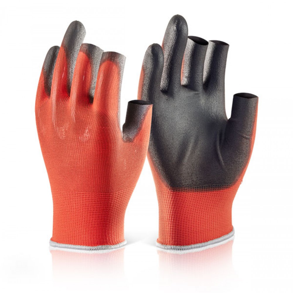 PU COATED 3 FINGERLESS GLOVE EC10  4.1.2.1 LARGE