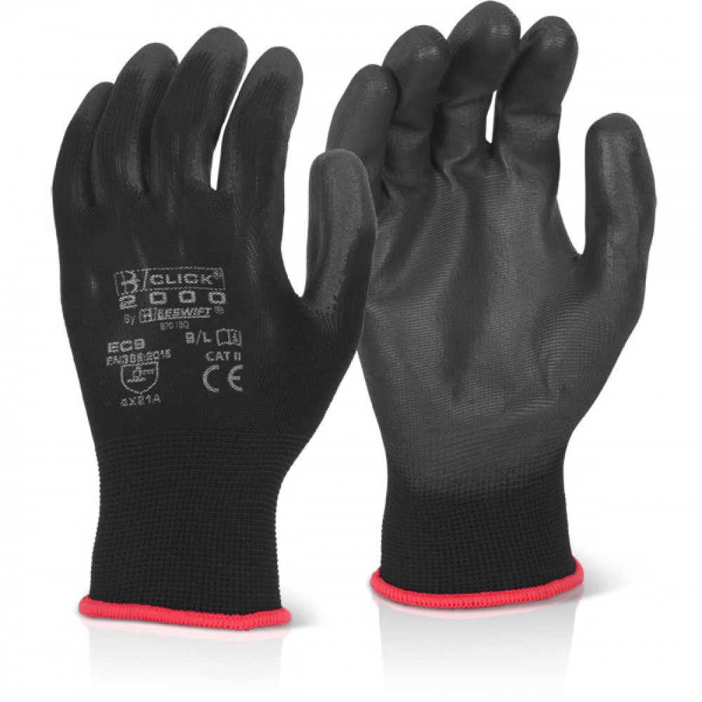 PU COATED BLACK GLOVE EC9 4.1.2.1 LARGE