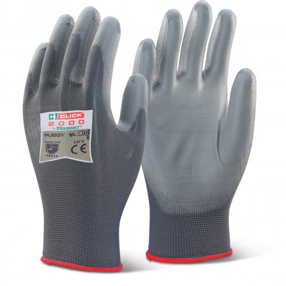 PU COATED GLOVE PUGGY GREY 4.1.3.1 LARGE