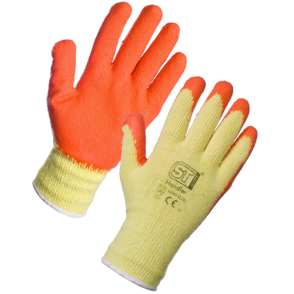 SUPERTOUCH HANDLER GRIP LATEX  GLOVE ORANGE SIZE L