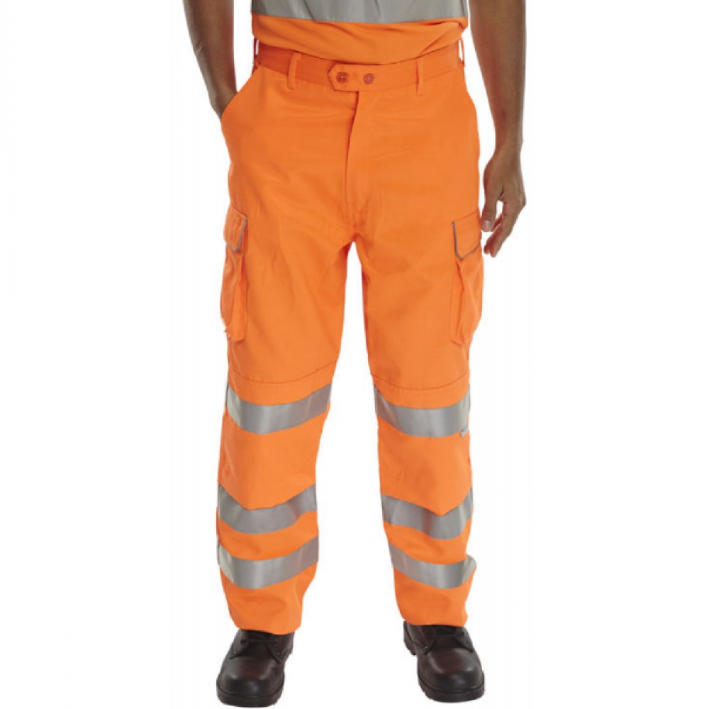 HI-VIZ WORK TROUSER ORANGE  GO/RT BESSEN WAIST 28