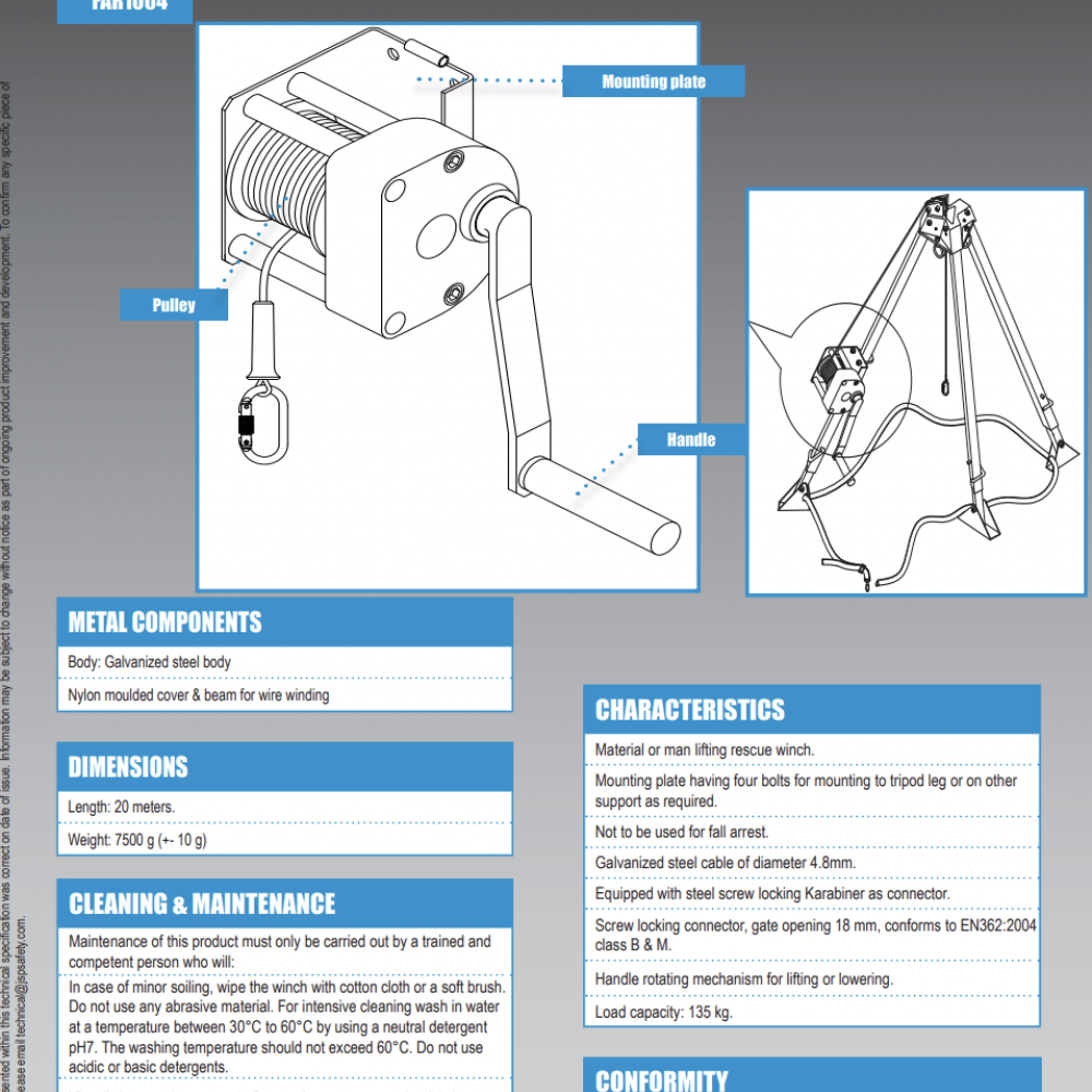 CONFINED SPACE WINCH FAR1004