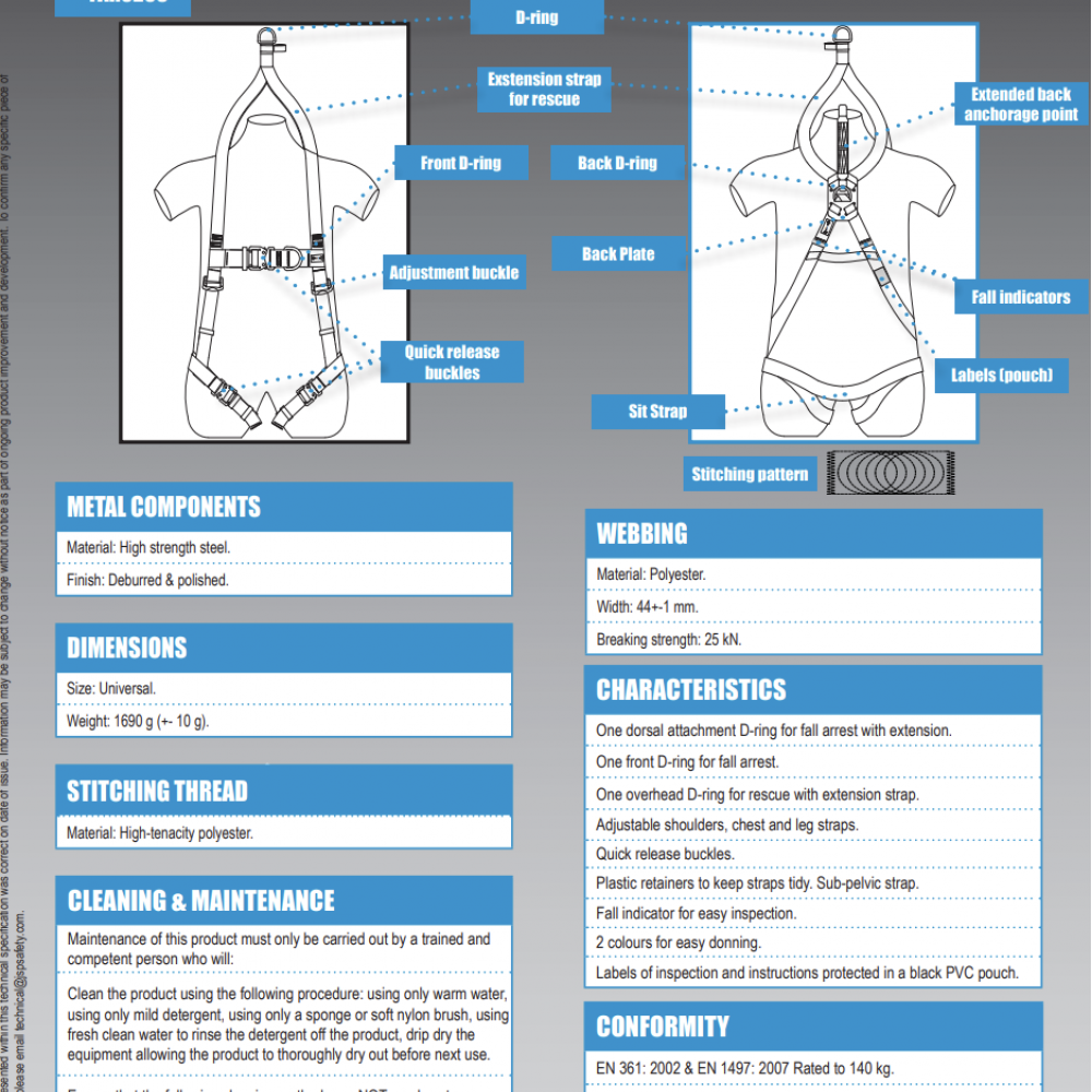 PIONEER 2 POINT RESCUE HARNESS FAR0205 JSP