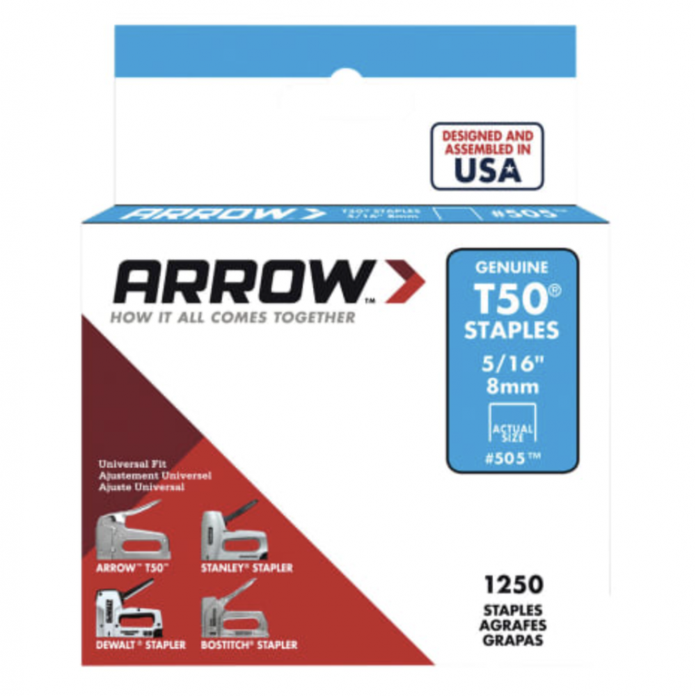 ARROW T50 8MM STAPLES BOX 5000