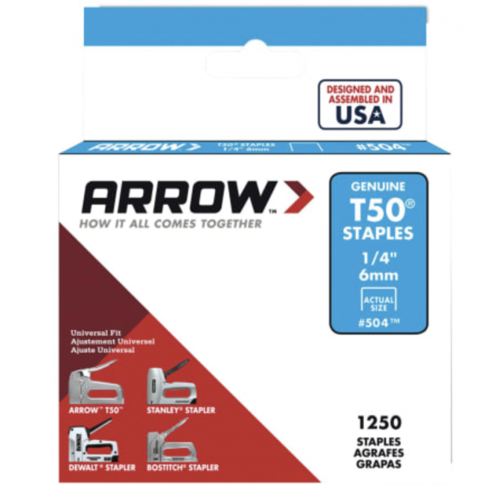 ARROW T50 STAPLE 6MM BOX 5000 ARRT5014