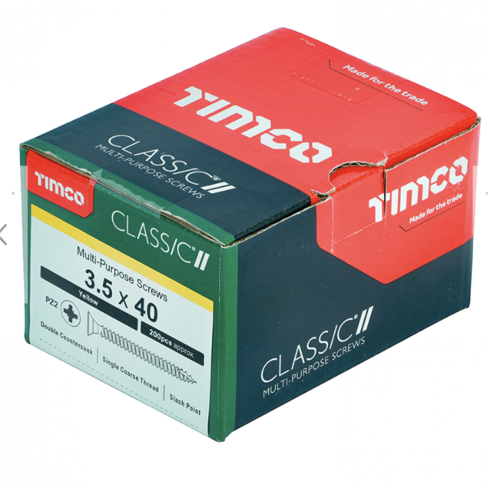 3.5X40MM CLASSIC WOOD SCREW BOX 200 TIMCO