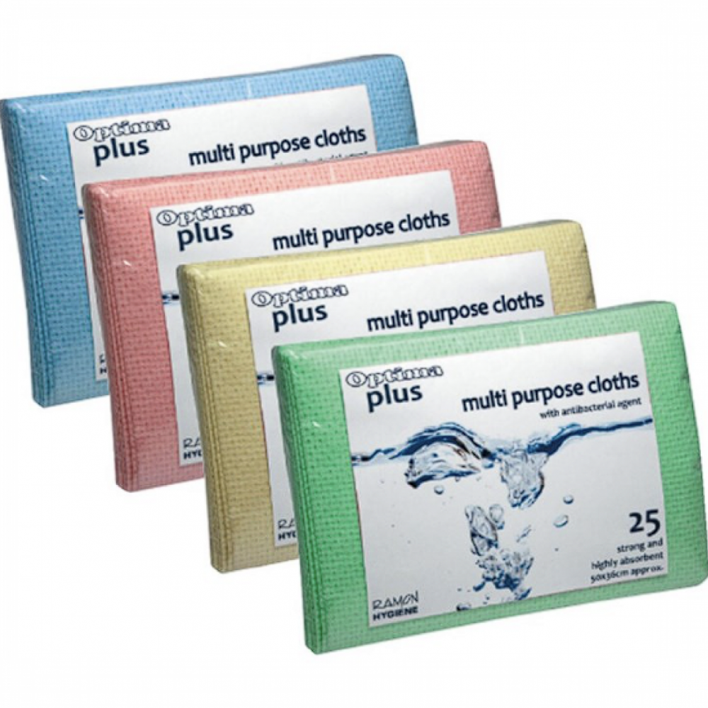 OPTIMA PLUS GREEN ANTIBACTERIAL MULTI PUR CLOTH PACK 25