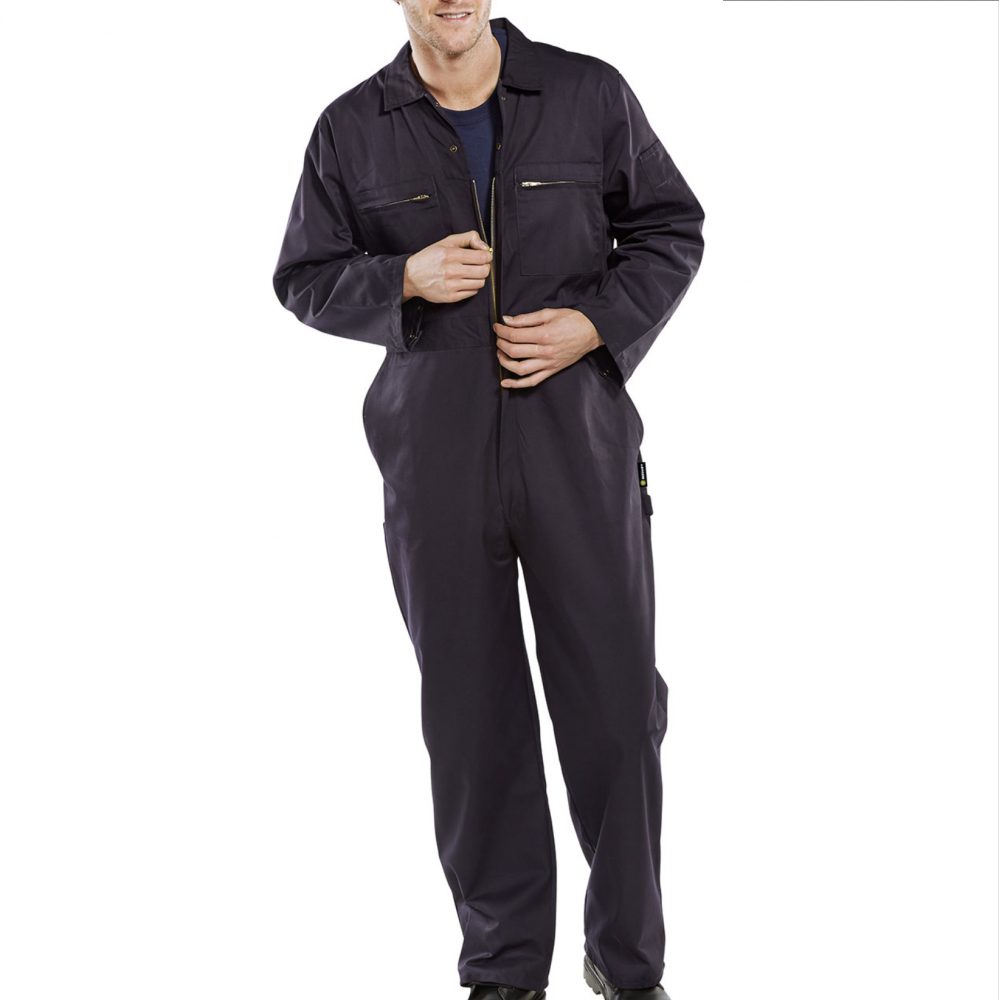 SUPER CLICK POLY COTTON BOILER SUIT NAVY 36