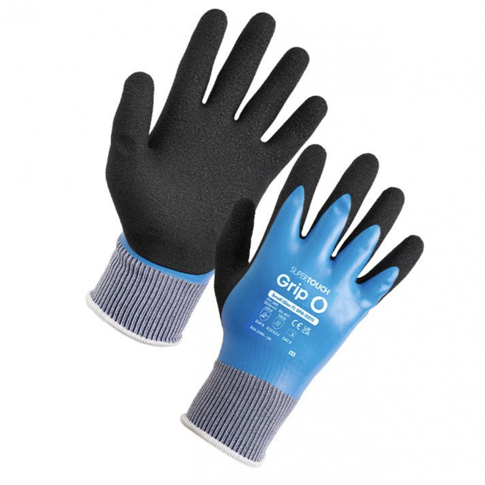 SUPERTOUCH GRIP 2-0 WATER RESISTANT GLOVES BLUE LARGE