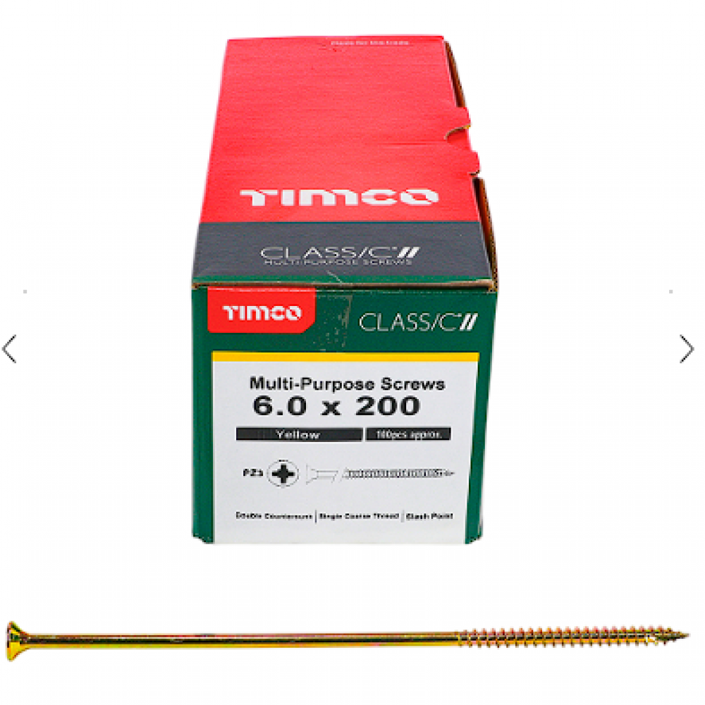 6X200MM CLASSIC WOOD SCREWS BOX 100 TIMCO