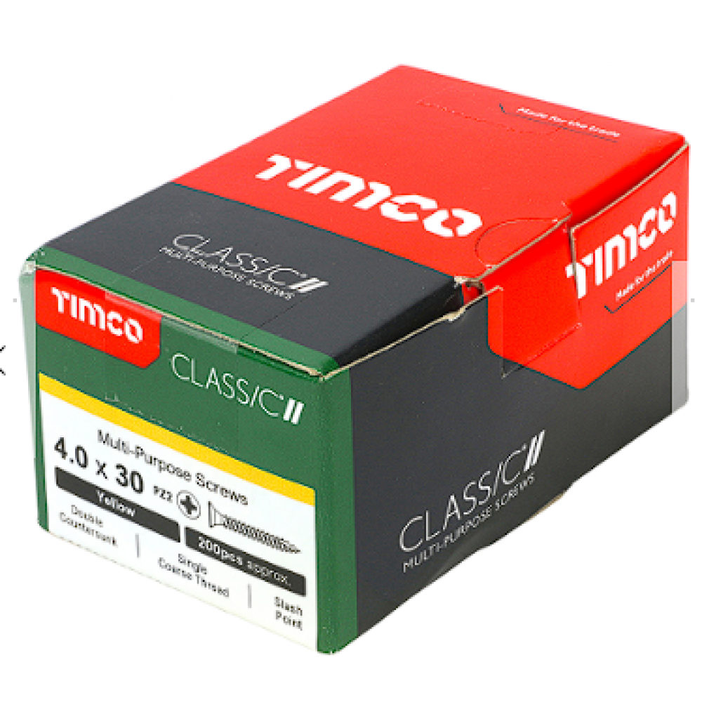 4X30MM CLASSIC WOOD SCREW BOX 200 TIMCO