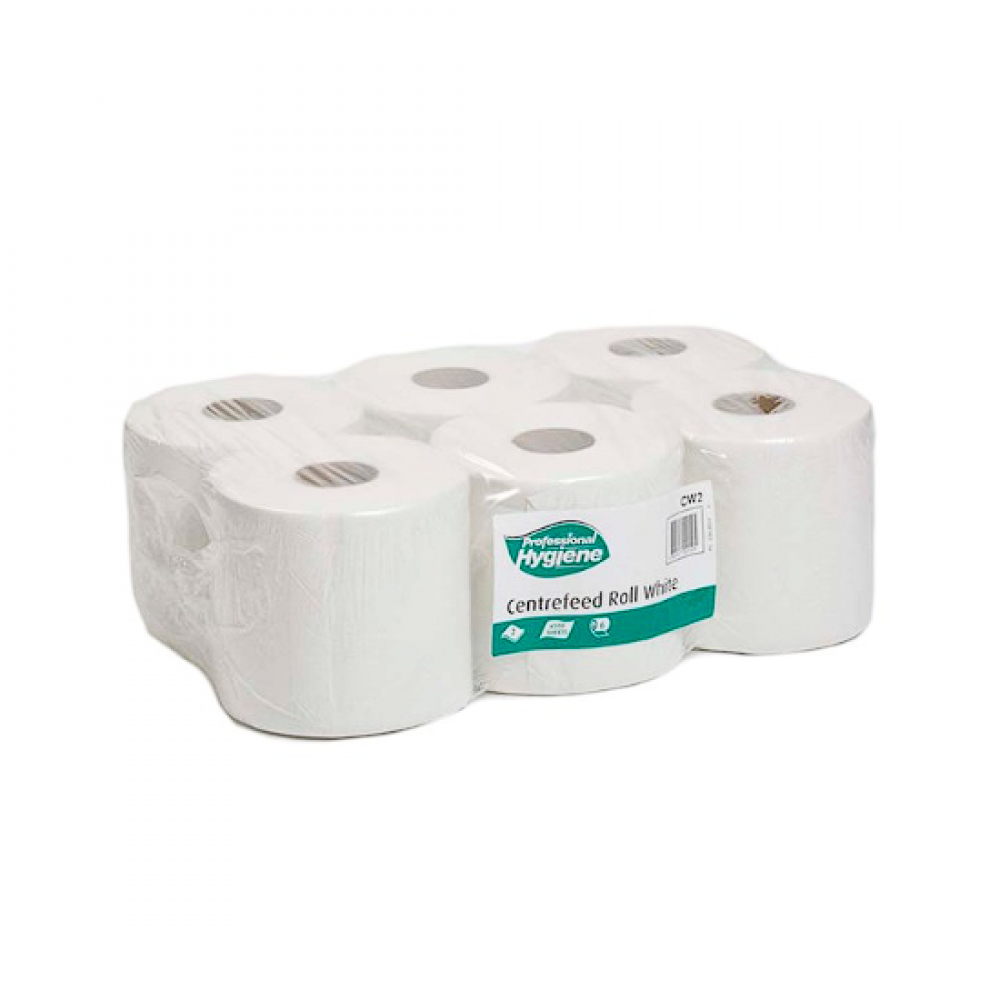 CENTRE PULL WHITE HAND PAPER 2PLY PACK6 CW2