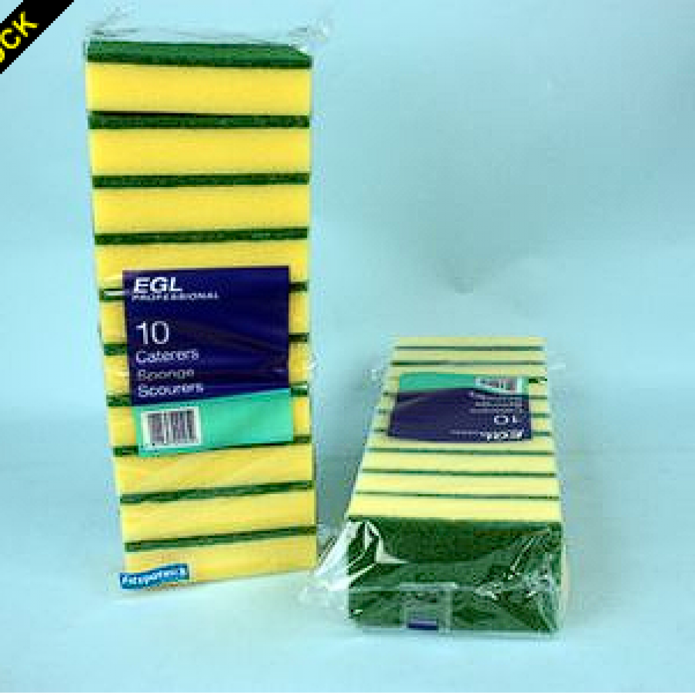 EGL CATERING SPONGE SCOURERS LARGE PACK 10 57499