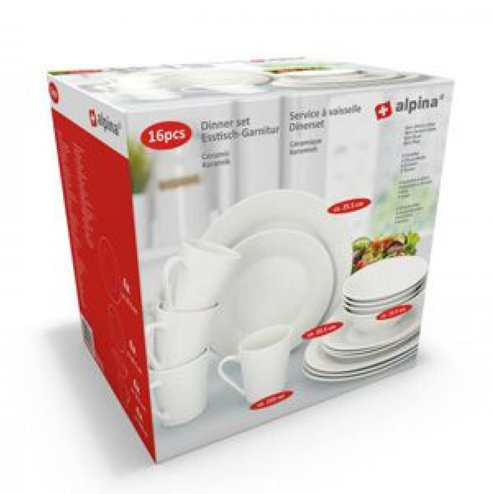 ALPINA DINNER SET WHITE 16 PIECE