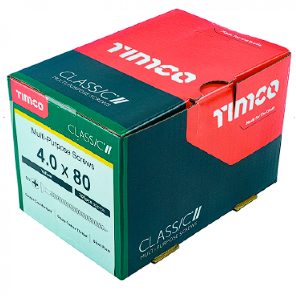 4X80MM CLASSIC WOOD SCREW BOX 200 TIMCO