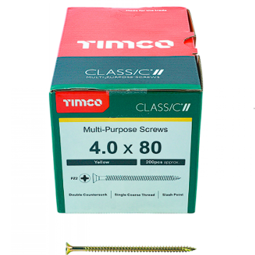 4X80MM CLASSIC WOOD SCREW BOX 200 TIMCO