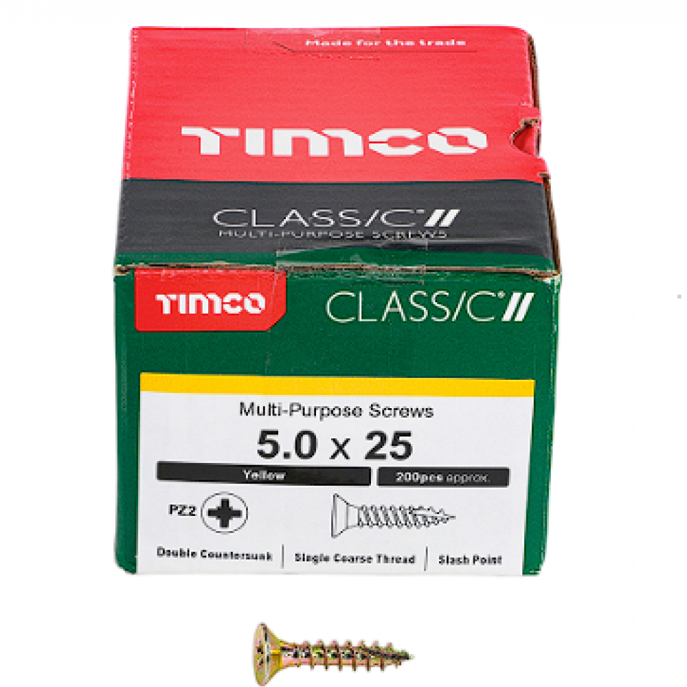 5X25MM CLASSIC WOOD SCREW BOX 200 TIMCO