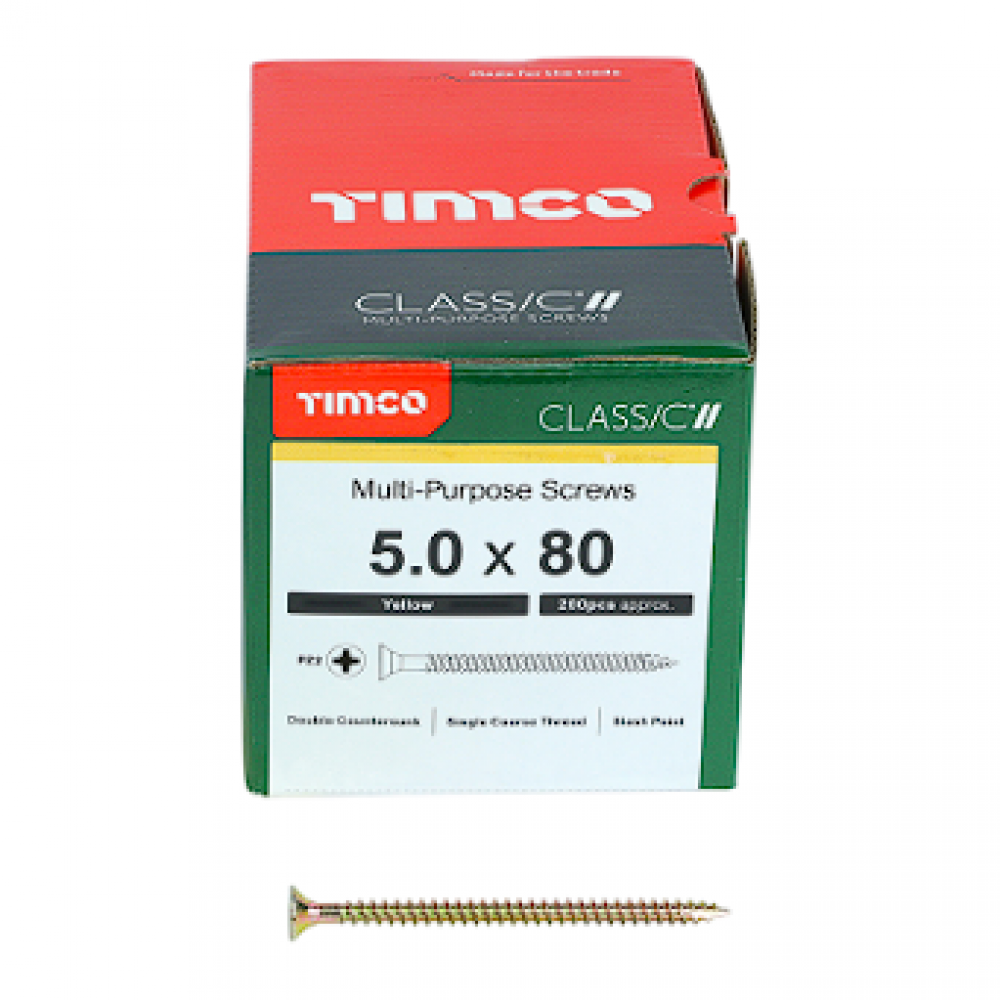 5X80MM CLASSIC WOOD SCREW BOX 200 TIMCO