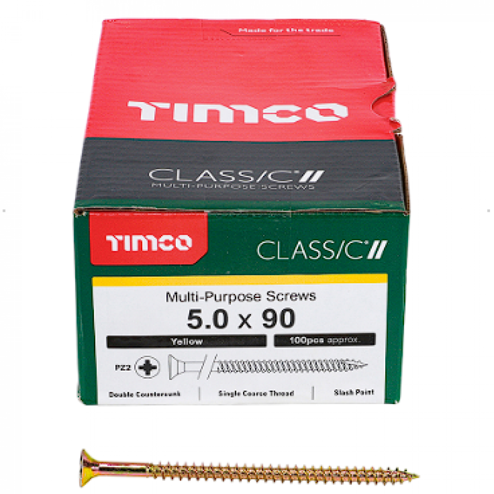 5X90MM CLASSIC WOOD SCREW BOX 100 TIMCO