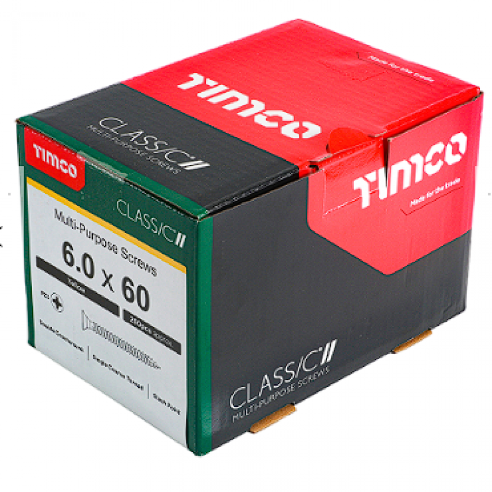 6X60MM CLASSIC WOOD SCREW BOX 200 TIMCO