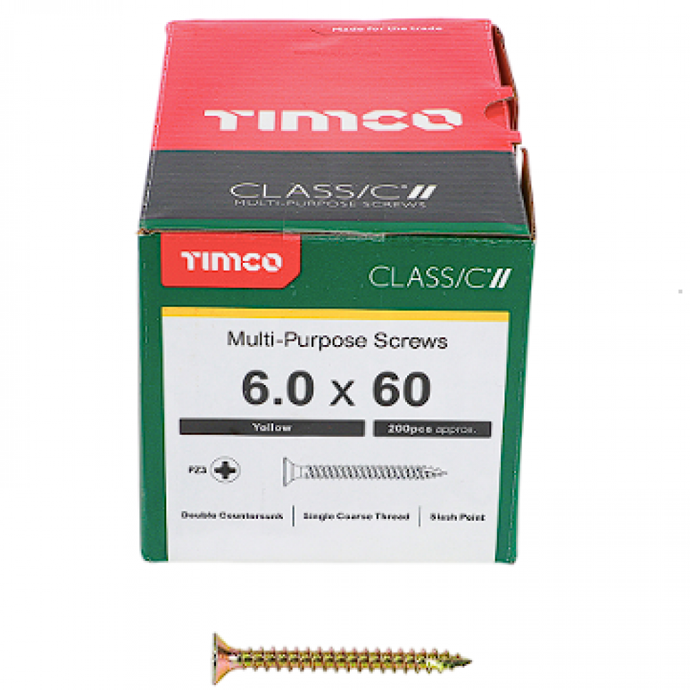 6X60MM CLASSIC WOOD SCREW BOX 200 TIMCO