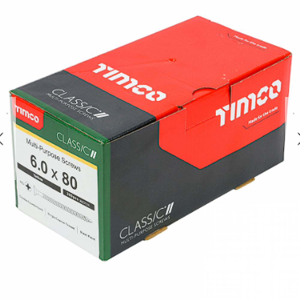 6X80MM CLASSIC WOOD SCREW BOX 200 TIMCO