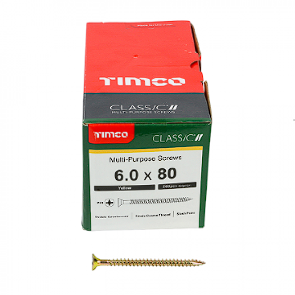 6X80MM CLASSIC WOOD SCREW BOX 200 TIMCO