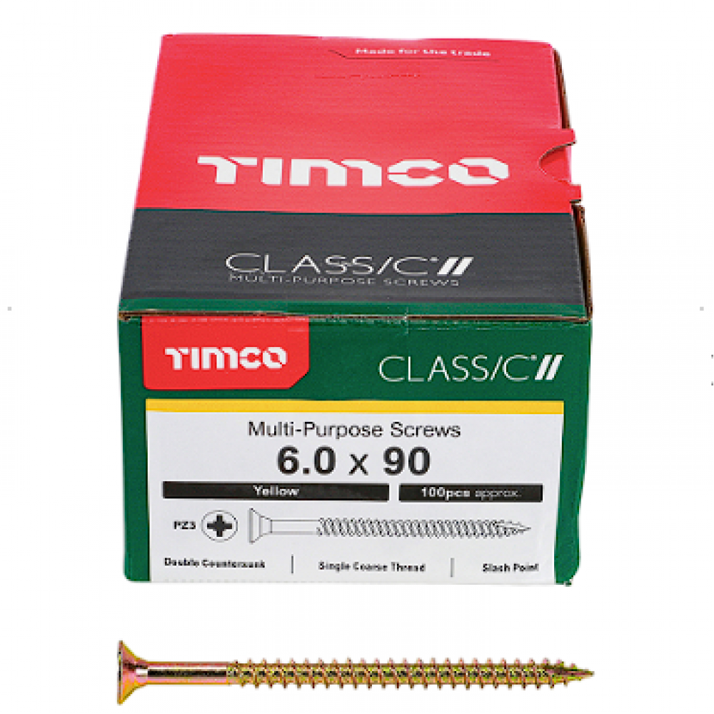 6X90MM CLASSIC WOOD SCREW BOX 100 TIMCO