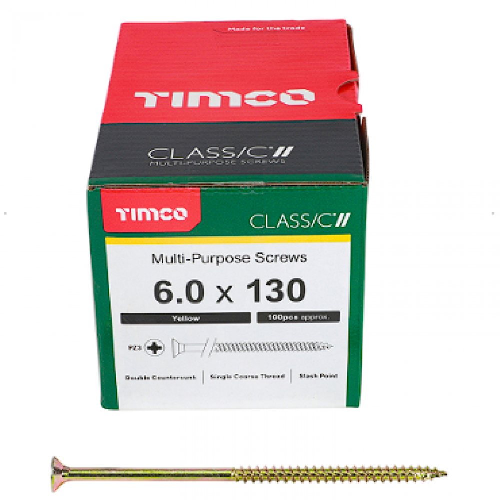 6X130MM CLASSIC WOOD SCREW BOX 100 TIMCO