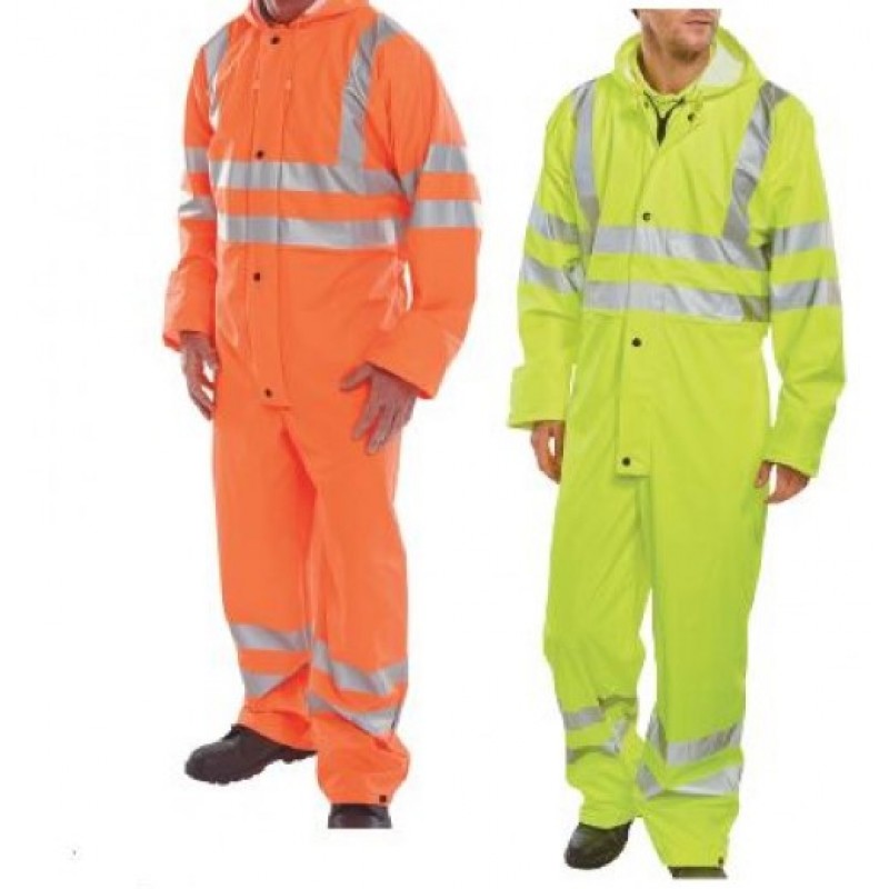 BESEEN PU HI-VIZ COVERALL YELLOW/ORANGE