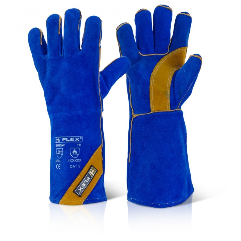 CAT 2 BLUE/GOLD WELDERS GAUNTLET