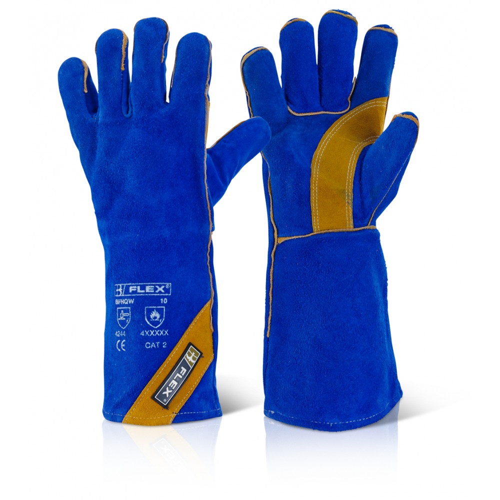 CAT 2 BLUE/GOLD WELDERS GAUNTLET