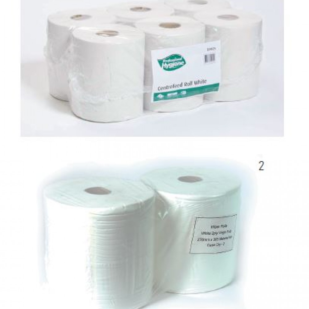 TWIN WIPER 2 PLY ROLL WHITE PACK 2