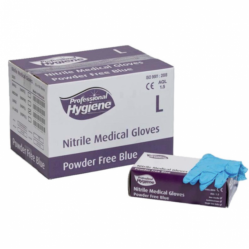 NITRILE EXAMINATION GLOVE P/FREE BLUE